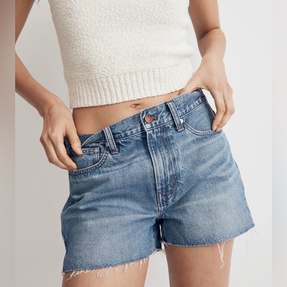Madewell Relaxed Denim Shorts Blue Jean Women’s Size 32 Raw Hem New With Tags‎